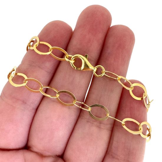 Wholesale Gold Over 925 Sterling Silver Finished Chain - Flat Cable Oval Chain