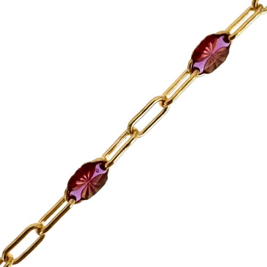 Wholesale 1/20 14K Gold Filled Long Box - 1+3 PaperClip Birthstone Enamel Chain Kits - Set of 12 Months