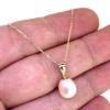 Wholesale 14K Yellow Gold Simple White Teardrop Freshwater Pearl Necklace