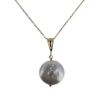 Wholesale 14K Yellow Gold Simple White Coin Freshwater Pearl Necklace