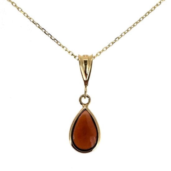 Wholesale 14K Yellow Gold Natural Teardrop Gemstone Birthstone Necklace - 18" 