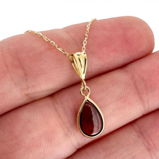 Wholesale 14K Yellow Gold Natural Teardrop Gemstone Birthstone Necklace  - 18"