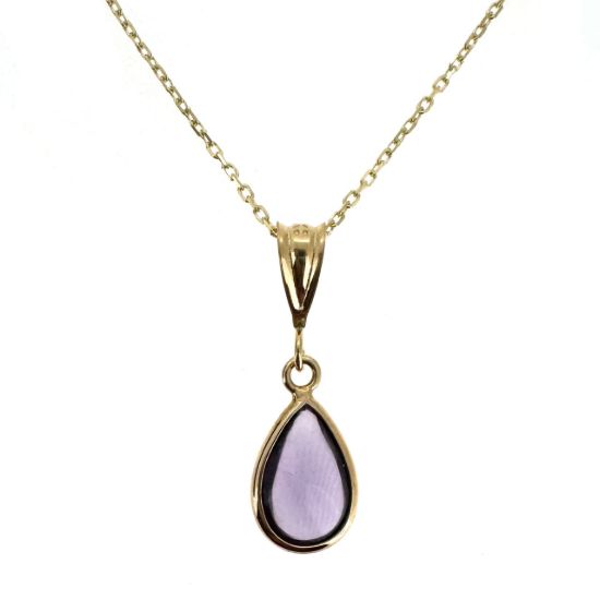 Wholesale 14K Yellow Gold Natural Teardrop Gemstone Birthstone Necklace  - 18"