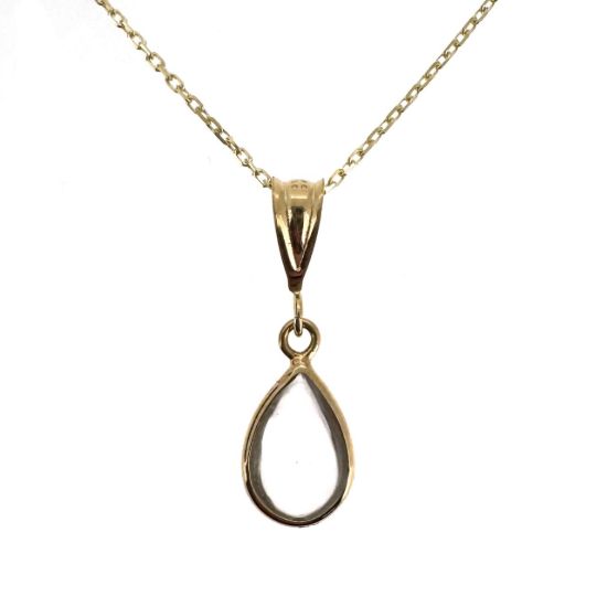 Wholesale 14K Yellow Gold Natural Teardrop Gemstone Birthstone Necklace  - 18"