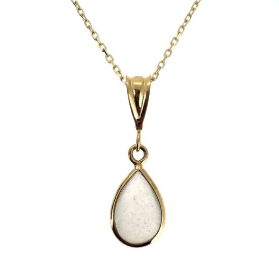 Wholesale 14K Yellow Gold Natural Teardrop Gemstone Birthstone Necklace  - 18"