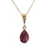 Wholesale 14K Yellow Gold Natural Teardrop Gemstone Birthstone Necklace - 18" 