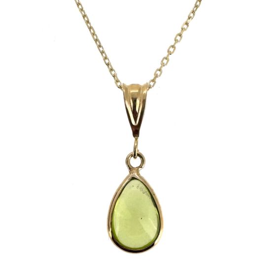 Wholesale 14K Yellow Gold Natural Teardrop Gemstone Birthstone Necklace  - 18"