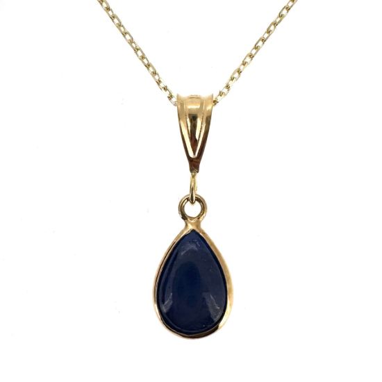 Wholesale 14K Yellow Gold Natural Teardrop Gemstone Birthstone Necklace  - 18"