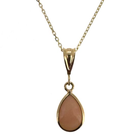 Wholesale 14K Yellow Gold Natural Teardrop Gemstone Birthstone Necklace  - 18"