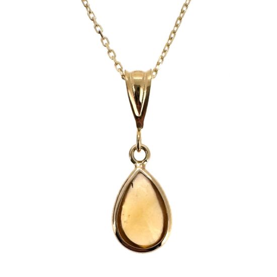 Wholesale 14K Yellow Gold Natural Teardrop Gemstone Birthstone Necklace  - 18"