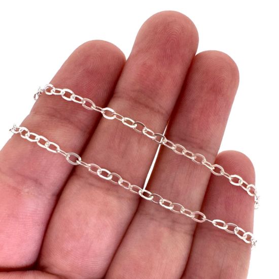 Wholesale Sterling Silver Bulk Chain -  2.5x3.5mm Flat Cable Chain (sold per foot)