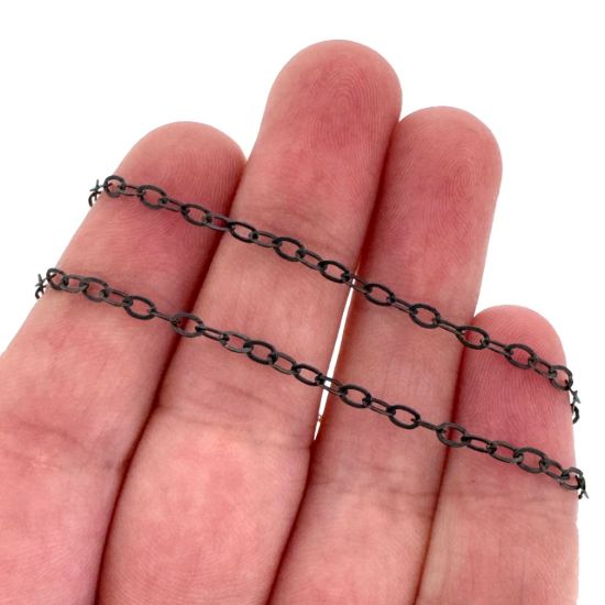 Wholesale Oxidized Sterling Silver Bulk Chain - 2.5x3.5mm  Flat Cable Chain (sold per foot)