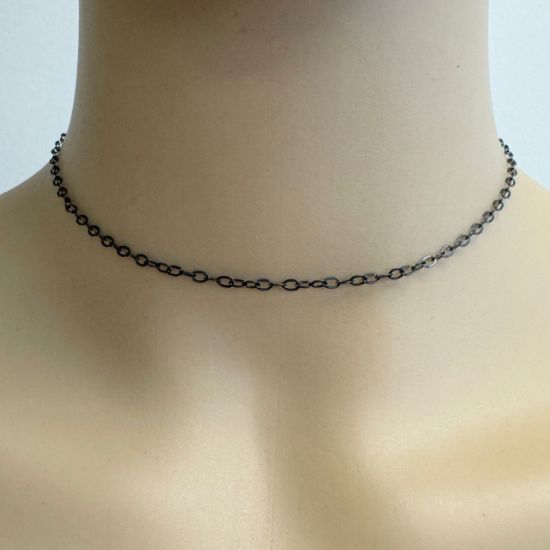 Wholesale Oxidized Sterling Silver Bulk Chain - 2.5x3.5mm  Flat Cable Chain (sold per foot)