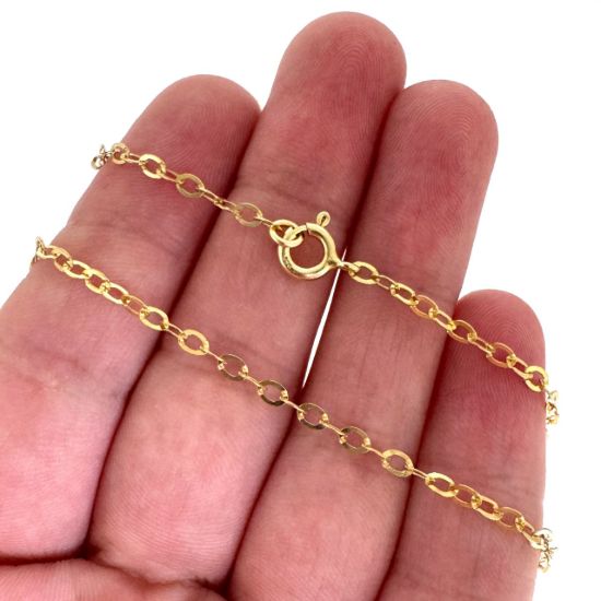 Wholesale Gold over Sterling Silver Finished Chain - Flat Oval Cable Chain