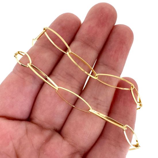 Wholesale Gold Over Sterling Silver Bulk Chain - 18x5.5mm Big Diamond Cut Oval Cable Chain (sold per foot)