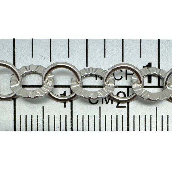 Wholesale Sterling Silver Bulk Chain - 7.5mm Textured and Smooth Circle Rolo Chain (sold per foot)