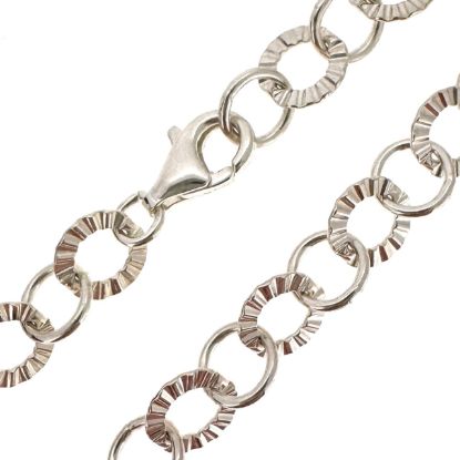 Wholesale Sterling Silver Finished Chain - Texture Circle with Smooth Ring