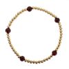 Wholesale 1/20 14K Gold Filled 3mm Smooth Beaded Stretchy Bracelet with 5mm Garnet - 6.5"