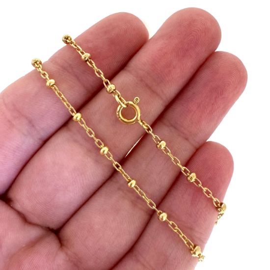 Wholesale Gold over 925 Sterling Silver Finished Chain - 2.5mm Ball Satellite Chain
