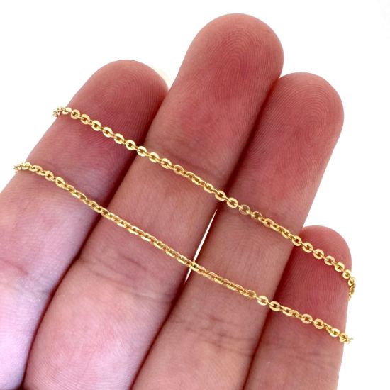 Wholesale Gold over Sterling Silver Bulk Chain - 1.3x1.5mm Solid Flat Cable Chain (sold per foot)
