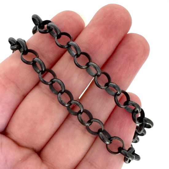 Wholesale Oxidized Sterling Silver Bulk Chain - 6.5mm Big Rolo Chain (sold per foot)