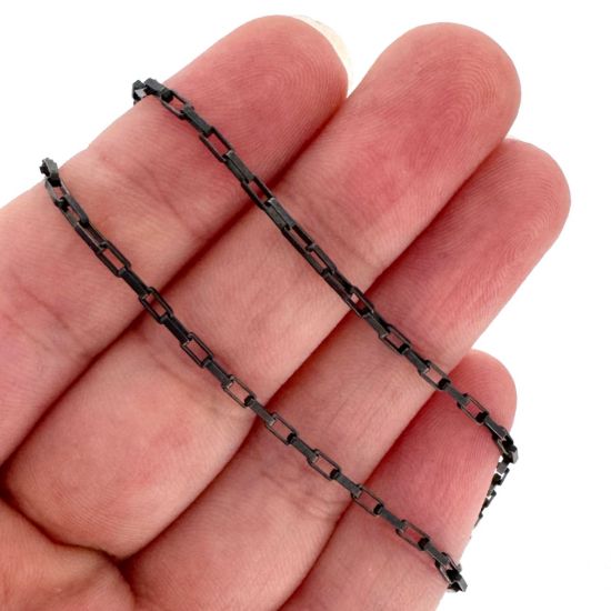 Wholesale Oxidized Sterling Silver Bulk Chain - 4x1.8mm Long Box Chain (sold by the foot)