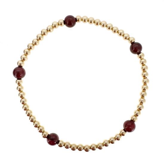 wholesale gold filled stretchy bracelet with gemstone garnet