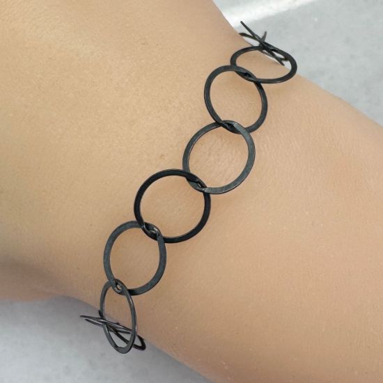 Wholesale Oxidized Sterling Silver Bulk Chain - 10mm Big Circle Flat Cable Chain (sold per foot)