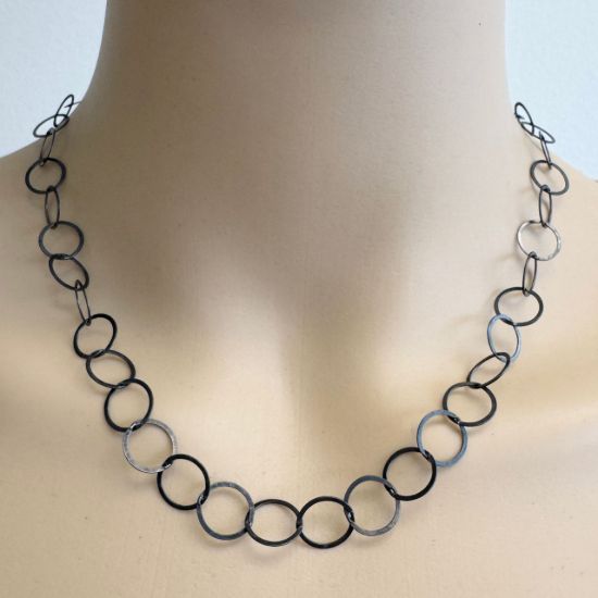 Wholesale Oxidized Sterling Silver Bulk Chain - 10mm Big Circle Flat Cable Chain (sold per foot)