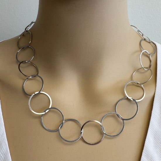 Wholesale Rhodium Plated Over Sterling Silver Bulk Chain - 22mm Extra Big Circle Flat Cable Chain (sold per foot)