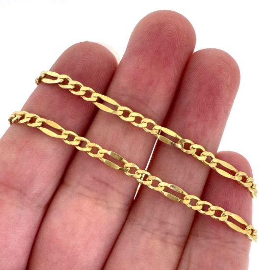 Wholesale Gold Over Sterling Silver Chain - Fancy Figaro Link (sold per foot)