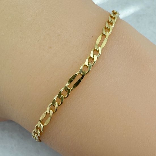 Wholesale Gold Over Sterling Silver Chain - Fancy Figaro Link (sold per foot)