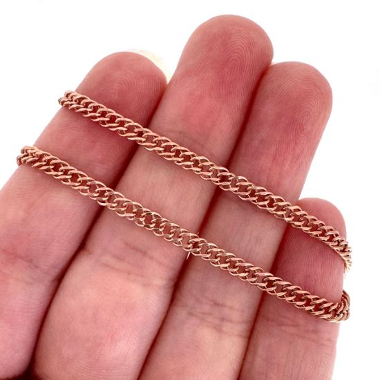 Wholesale Rose Gold Over Sterling Silver Bulk Chain - Double Diamond Cut Curb Chain (sold per foot)