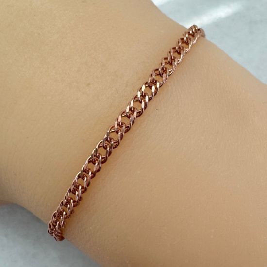 Wholesale Rose Gold Over Sterling Silver Bulk Chain - Double Diamond Cut Curb Chain (sold per foot)