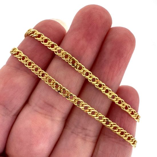 Wholesale Gold Over Sterling Silver Chain - Double Diamond Cut Curb Bulk Chain (sold per foot)