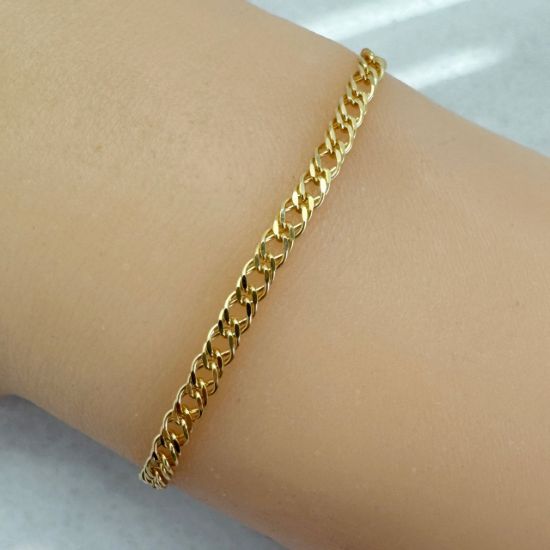 Wholesale Gold Over Sterling Silver Chain - Double Diamond Cut Curb Bulk Chain (sold per foot)