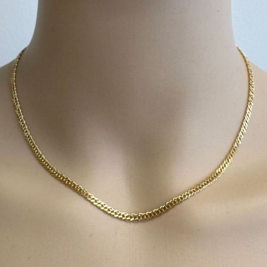 Wholesale Gold Over Sterling Silver Chain - Double Diamond Cut Curb Bulk Chain (sold per foot)