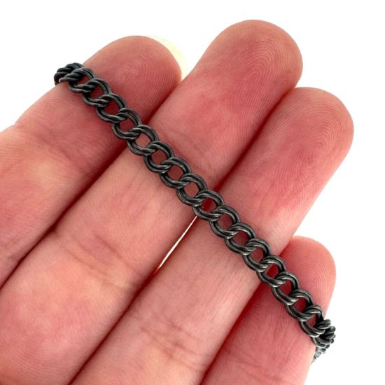 Wholesale Oxidized 925 Sterling Silver Bulk Chain - 4.5X4mm Double Twisted Oval Chain (sold per foot)