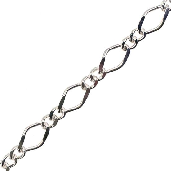 Wholesale 925 Sterling Silver Bulk Figaro 8 Cable Chain - 4.3mm by 2.3mm - (sold per foot)