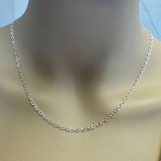 Wholesale 925 Sterling Silver Bulk Textured Cable Chain - 3.2mm by 2.2mm (sold per foot )