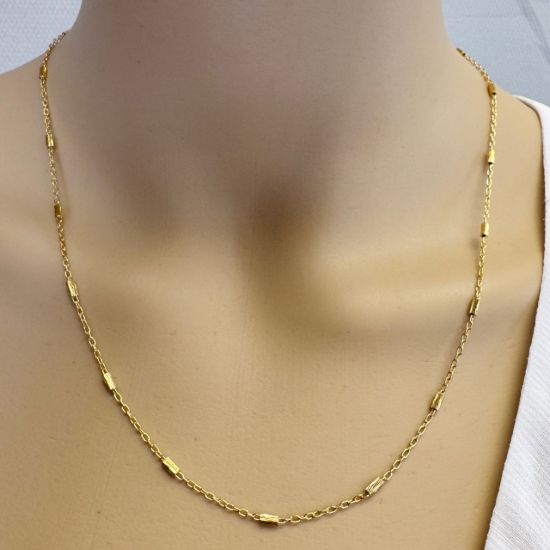 Wholesale Gold over Sterling Silver Bulk Chain - 4mm Textured Bar Satellite Chain (Sold per foot)