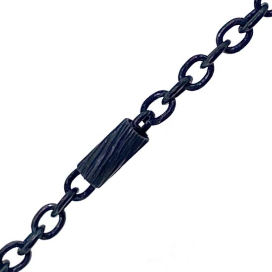 Wholesale Black Oxidized Sterling Silver Bulk Chain - 4mm Textured Bar Satellite Chain (Sold per foot)