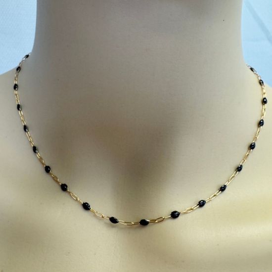 Wholesale 1/20 Gold Filled Long Box -1+3 PaperClip Enamel Chain(Black color)-3.6mm by 1.6mm(Sold per foot)    