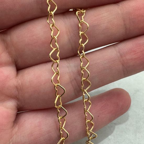 Wholesale Gold Over Sterling Silver - Heart Link Bulk Chain - 5X5mm (sold per foot)