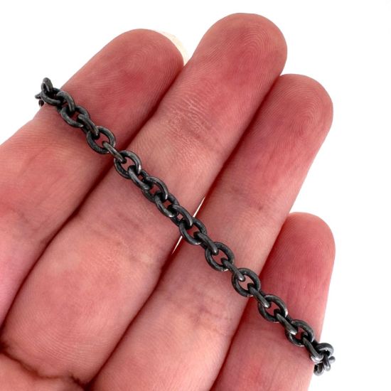Wholesale Oxidized 925 Sterling Silver Bulk Chain - 5x4mm Heavy Cable Chain (sold per foot)