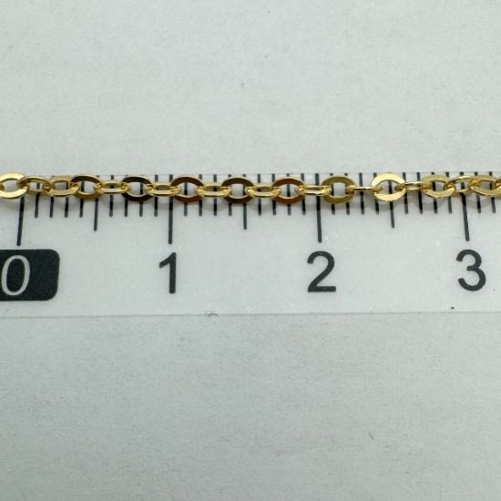 Wholesale 22K Gold Over Sterling Silver Chain - Strong Flat Cable Bulk Chain (Sold Per Foot)