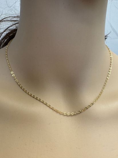 Wholesale 22K Gold Over Sterling Silver Chain - Strong Flat Cable Bulk Chain (Sold Per Foot)