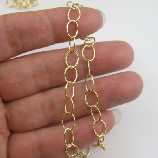 Wholesale 22K Gold Over Sterling Silver Chain - Big Oval Cable Bulk Chain - 8 x 6mm (Sold Per Foot)