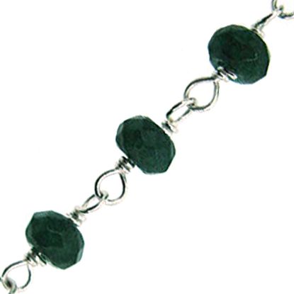 Wholesale Sterling Silver Emerald Dyed Rosary Chain By the Foot