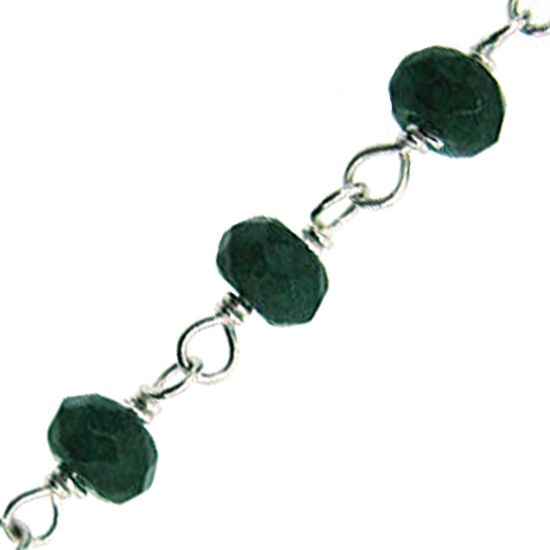 Wholesale Sterling Silver Emerald Dyed Rosary Chain By the Foot